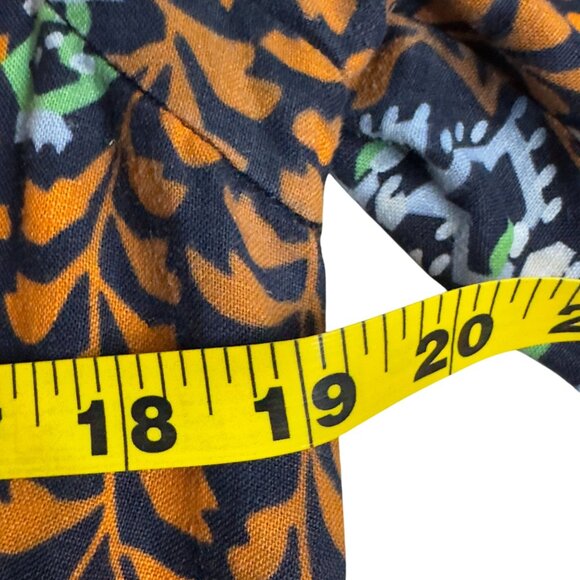 Trina Turk Geometric Floral Print Tunic Top Dress Orange Navy 3/4 Sleeve M - Picture 4 of 4